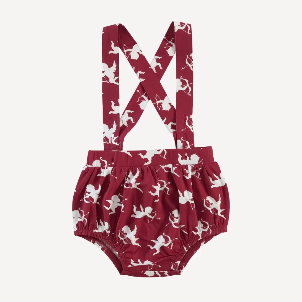 Kate Quinn Bamboo Cupids Valentine’s Day Suspender Bubble Bloomer 12-18 baby